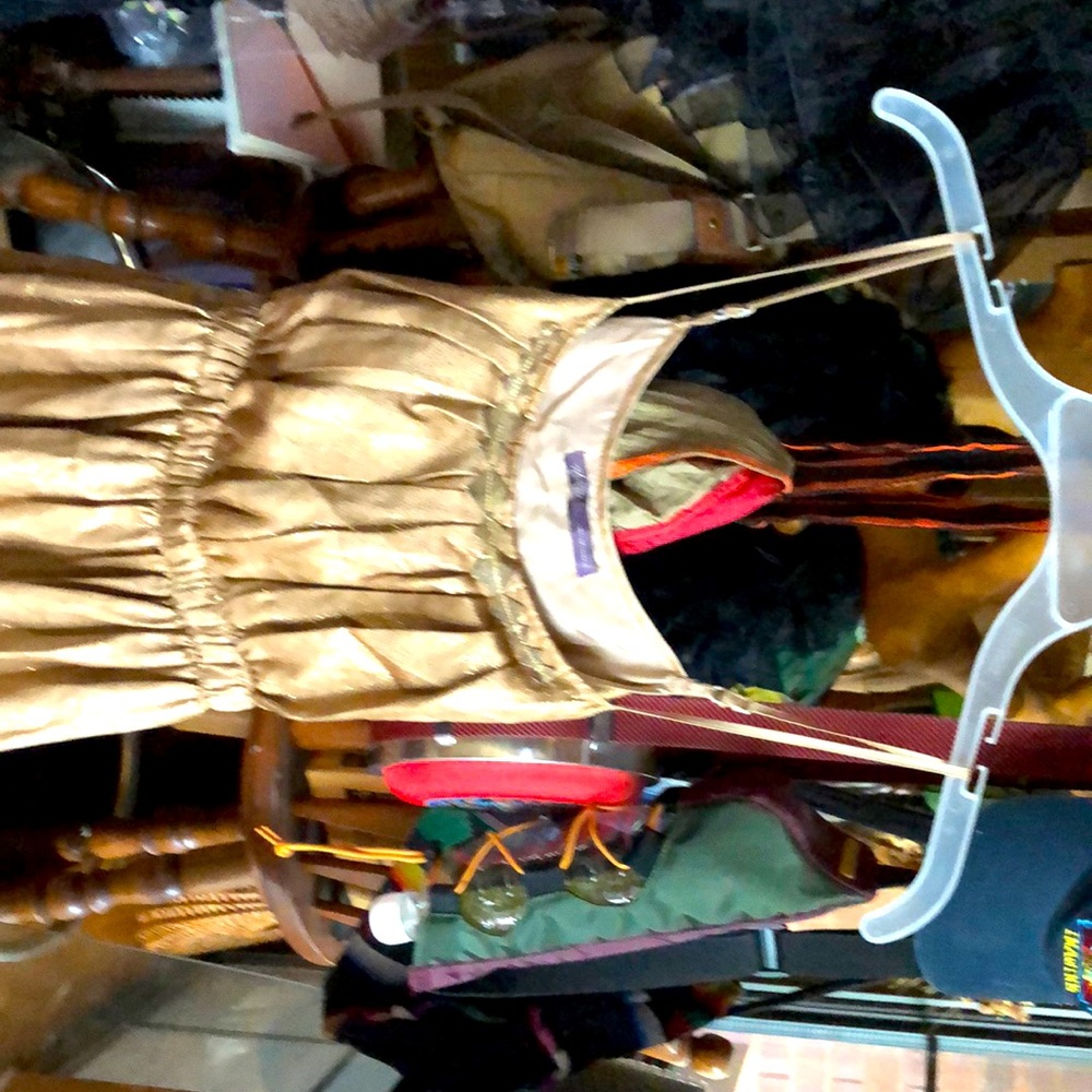 ❗️Hale Bob Silk Blend Metallic Gold Cocktail Dress